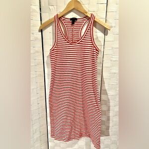 J. Crew Red and White Striped Sleeveless Dress